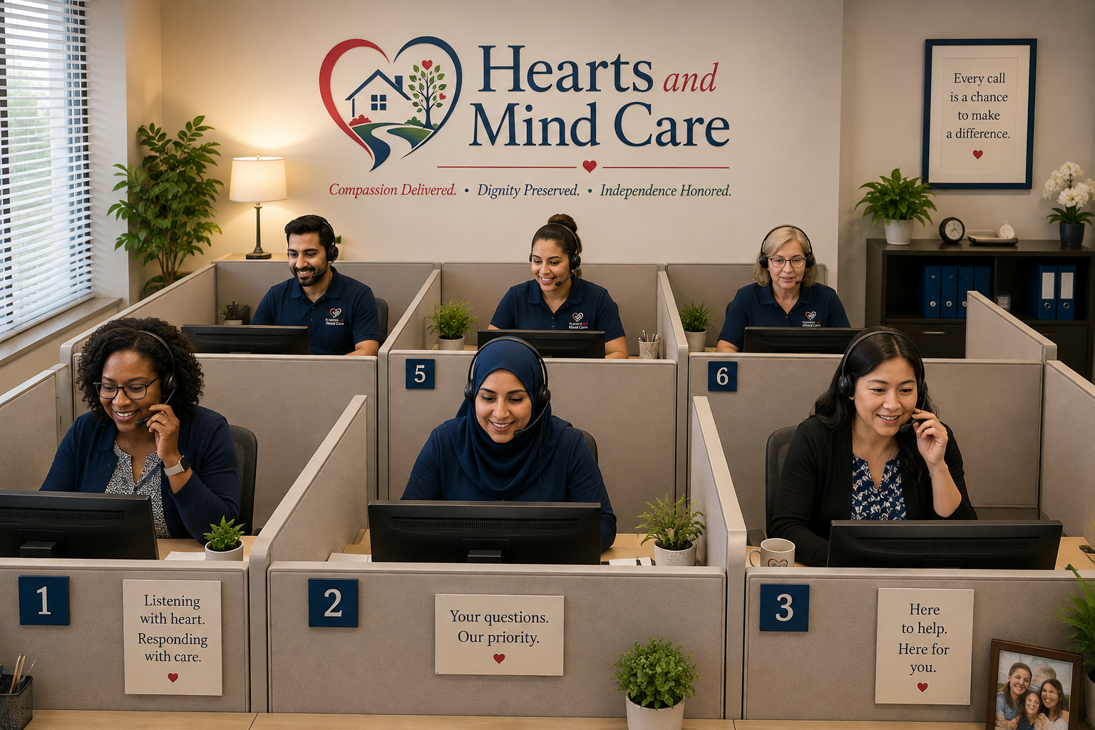 Choice at Home Care consultation team listening to callers.